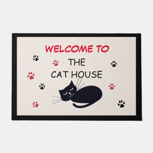 Welkom bij de Cat House Door Mat (Voorkant)