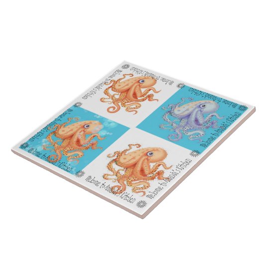 Welkom bij de checkboard van Amanda Kitchen octopu Tegeltje (Zijkant)