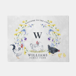 Welkom bij de Chicken Coop | Familienaam Monogram Deurmat