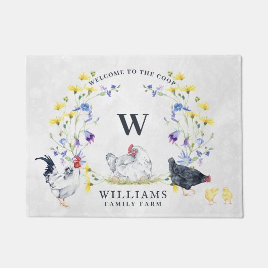 Welkom bij de Chicken Coop | Familienaam Monogram Deurmat (Voorkant)
