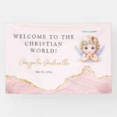 Welkom bij de Christelijke wereld meisje doop Spandoek (Horizontaal)