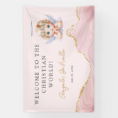 Welkom bij de Christelijke wereld meisje doop Spandoek (Verticaal)