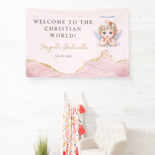 Welkom bij de Christelijke wereld meisje doop Spandoek (Insitu)