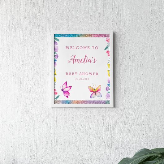 Welkom bij de Cute Butterfly Baby Shower Poster