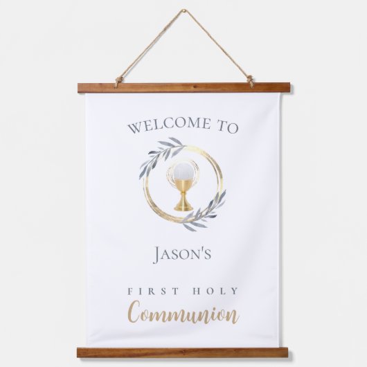 Welkom bij de eerste Heilige Communie Hangend Wandkleed (Voorkant)