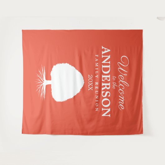 Welkom bij de foto-achtergrond van de familiereüni wandkleed (Voorkant (horizontaal))