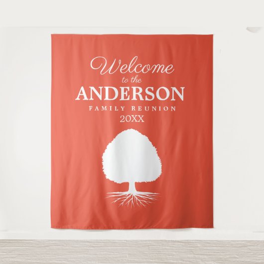 Welkom bij de foto-achtergrond van de familiereüni wandkleed (Voorkant)