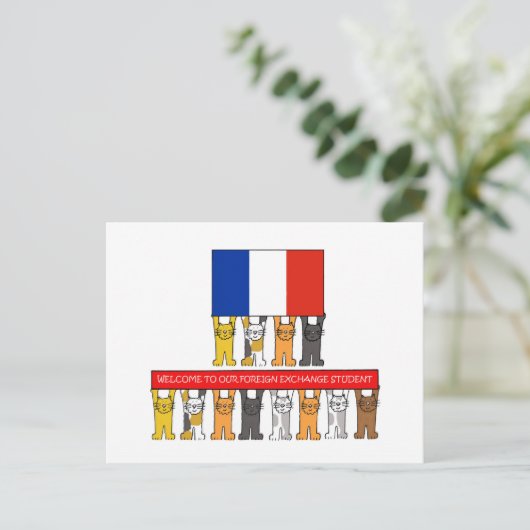 Welkom bij de Franse deviezenstudent Briefkaart (Staand voorkant)