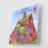 Welkom bij de Funny Boerderij Chickens Vierkante Klok (Hoek)