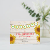 Welkom bij de Gele Daisies Rustic van de leraar Briefkaart (Staand voorkant)