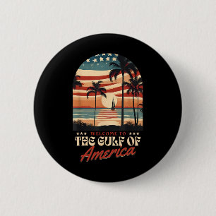 Welkom bij de Golf van Amerika Vintage Beach USA-v Ronde Button 5,7 Cm