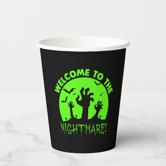 Welkom bij de groene halloween van Nightmare Papieren Bekers (Achterkant)