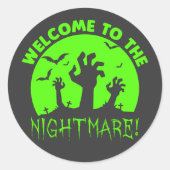 Welkom bij de groene halloween van Nightmare Ronde Sticker (Voorkant)