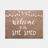 Welkom bij de inbraak en het licht van haar Shed Deurmat (Voorkant)
