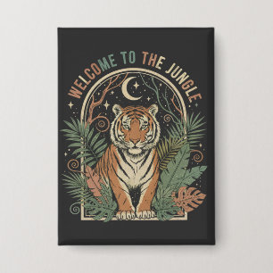 Welkom bij de Jungle Vintage Tijger Retro Boho Button