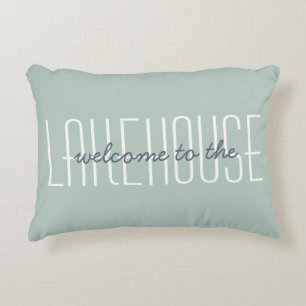 Welkom bij de Lakehouse Quote Green Home Decor Accent Kussen