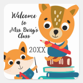 Welkom bij de leraar klasse vierkante sticker