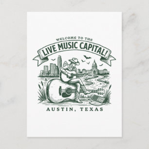 Welkom bij de Live Music Capital Austin City Texa Briefkaart