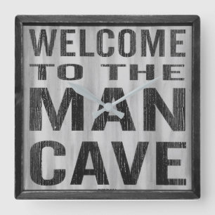 Welkom bij de Man Cave Wall Clock Vierkante Klok