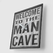 Welkom bij de Man Cave Wall Clock Vierkante Klok (Hoek)