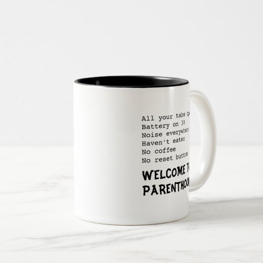 Welkom bij de Mok van Parenthood Coffee (Voorkant rechts)