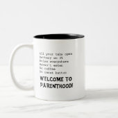 Welkom bij de Mok van Parenthood Coffee (Links)