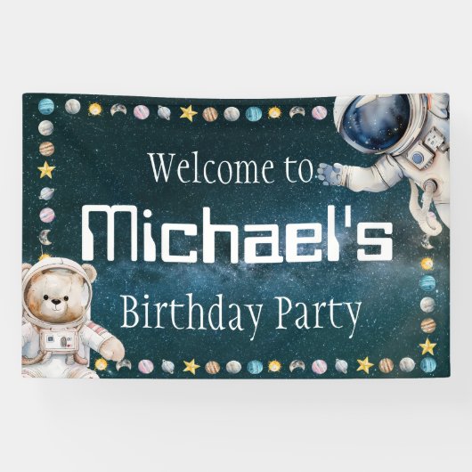 Welkom bij de naam van het kind Verjaardagsfeest T Spandoek (Horizontaal)