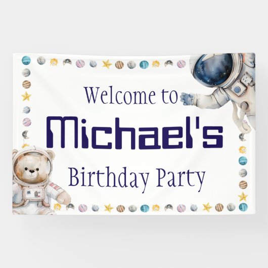 Welkom bij de naam van het kind Verjaardagsfeest T Spandoek (Horizontaal)