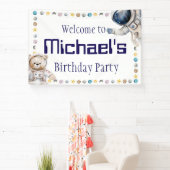 Welkom bij de naam van het kind Verjaardagsfeest T Spandoek (Insitu)