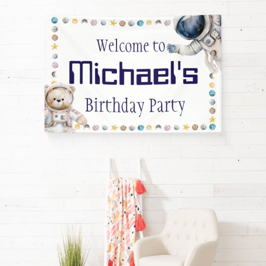 Welkom bij de naam van het kind Verjaardagsfeest T Spandoek (Insitu)