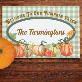 Welkom bij de naam van onze familie van pompoenen deurmat