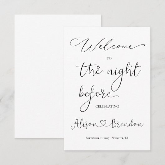 Welkom bij de Nacht Voor Black White Informatiekaartje (Voorkant / Achterkant)