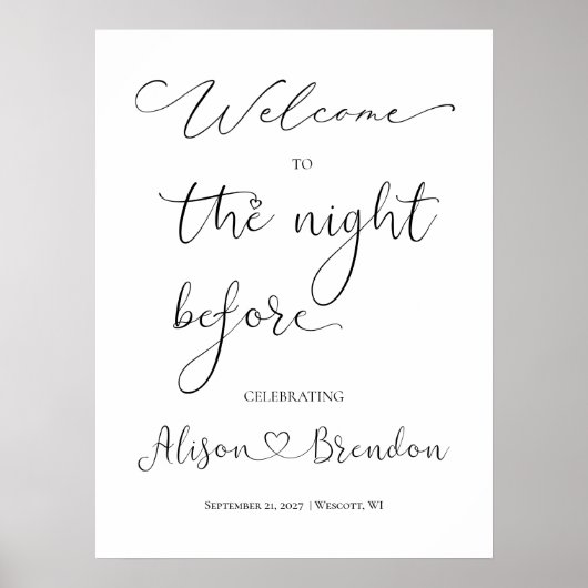 Welkom bij de Nacht Voor Bord Zwart Wit Poster (Voorkant)