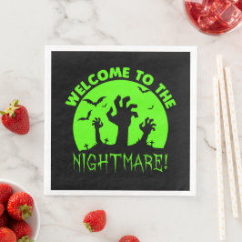 Welkom bij de nachtmerrie groene Halloween Servet