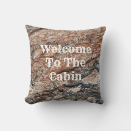 Welkom bij de Natuur van Cabin Tree Bark Photo Rus Kussen