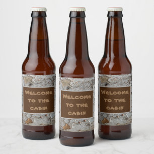 Welkom bij de Natuur van de Cabin Rustic Tree Bark Bier Etiket