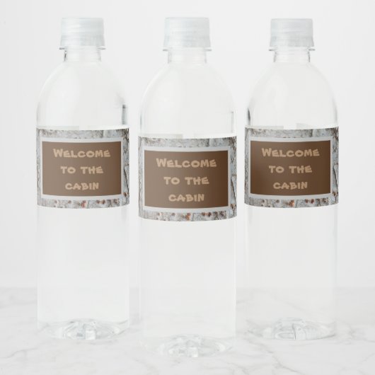 Welkom bij de Natuur van de Cabin Rustic Tree Bark Waterfles Etiket (Flessen)