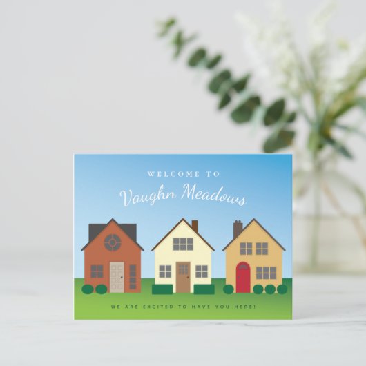 Welkom bij de nieuwe buurtbewoner briefkaart (Staand voorkant)