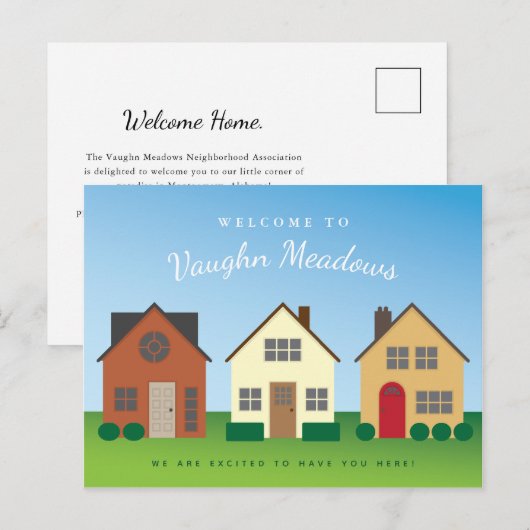 Welkom bij de nieuwe buurtbewoner briefkaart (Voorkant / Achterkant)