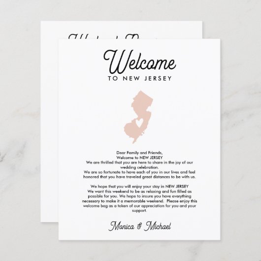 Welkom bij de NIEUWE JERSEY-brief en -reisroute AL (Voorkant / Achterkant)