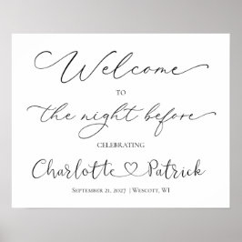 Welkom bij de Night Before Sign Zwart Wit Poster