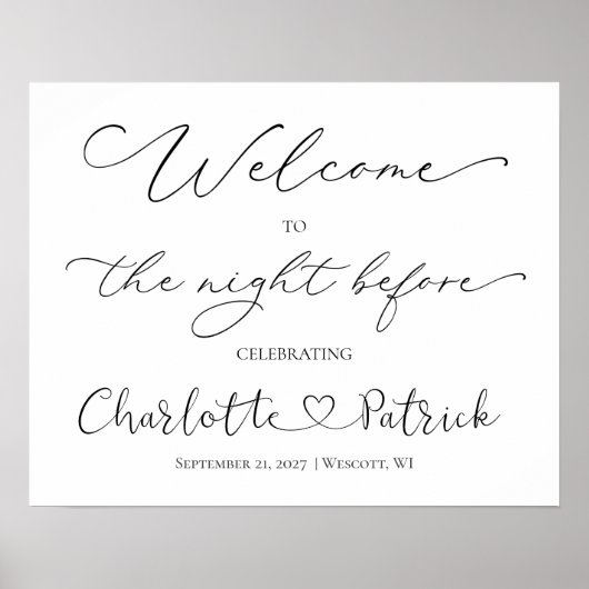Welkom bij de Night Before Sign Zwart Wit Poster (Voorkant)