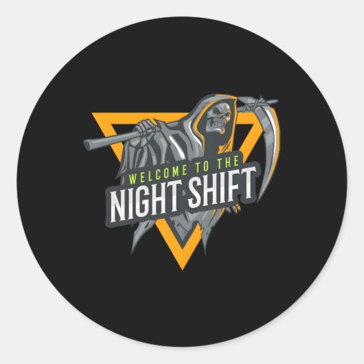 Welkom bij de Night Shift Swagazon Associate Nigh Ronde Sticker (Voorkant)