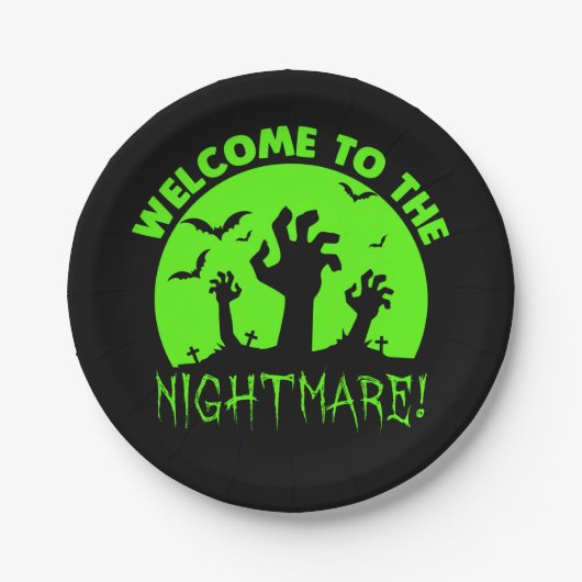 Welkom bij de Nightmare Green Halloween 7" Papieren Bordje (Voorkant)