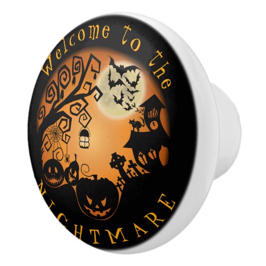 Welkom bij de Nightmare Halloween Pumpkin Custom Keramische Knop (Rechts)