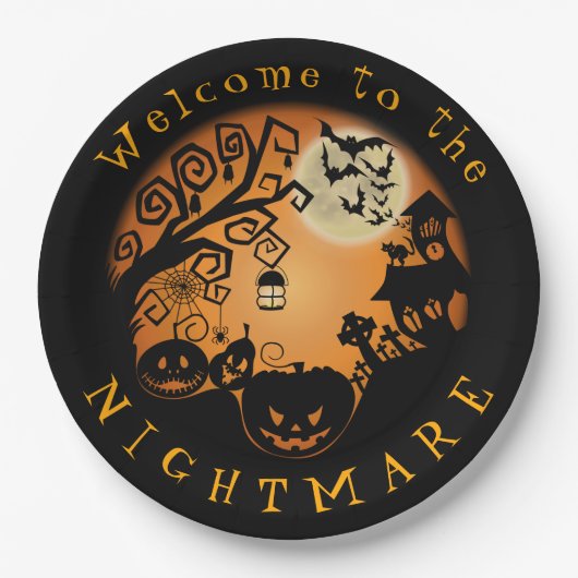 Welkom bij de Nightmare Halloween Pumpkin Custom Papieren Bordje (Voorkant)