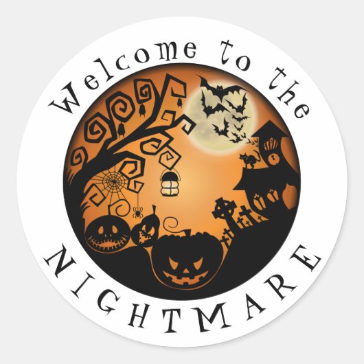 Welkom bij de Nightmare Halloween Pumpkin Custom Ronde Sticker (Voorkant)