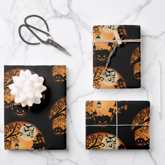 Welkom bij de Nightmare Halloween Pumpkin Graphic Inpakpapier Vel (Voorkant)