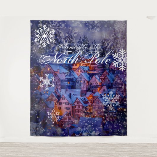Welkom bij de Noordpool  | Feestelijke achtergrond Wandkleed (Voorkant)