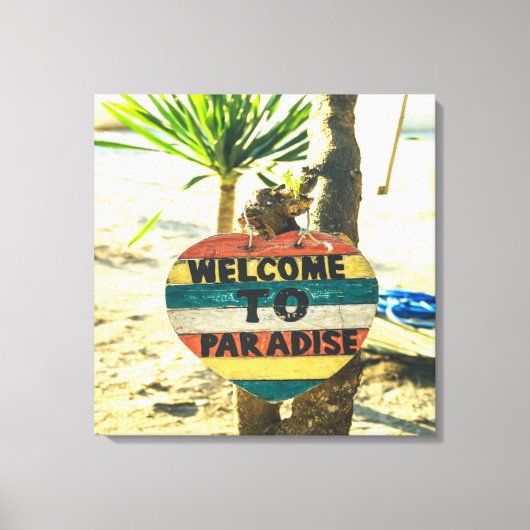 Welkom bij de Paradijs Beach Ocean Canvas Afdruk (Voorkant)